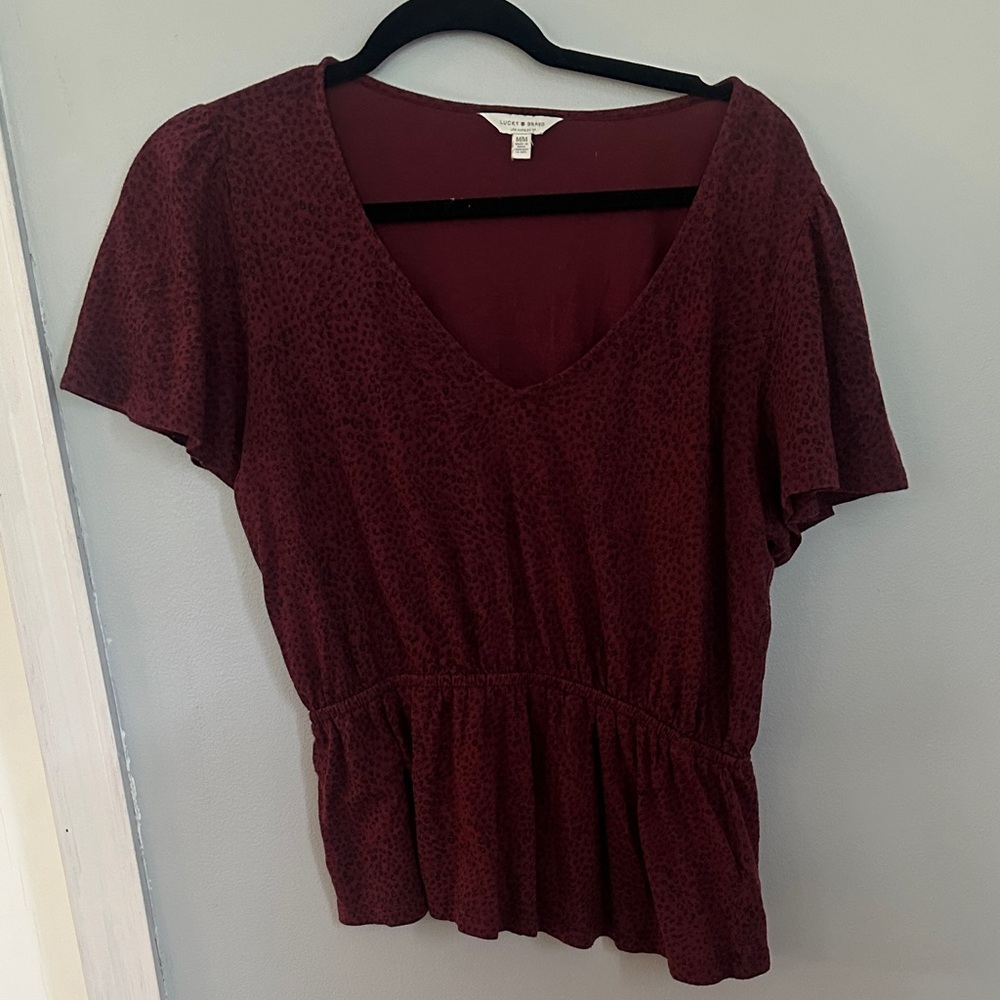 Lucky Brand V-Neck Peplum T-Shirt